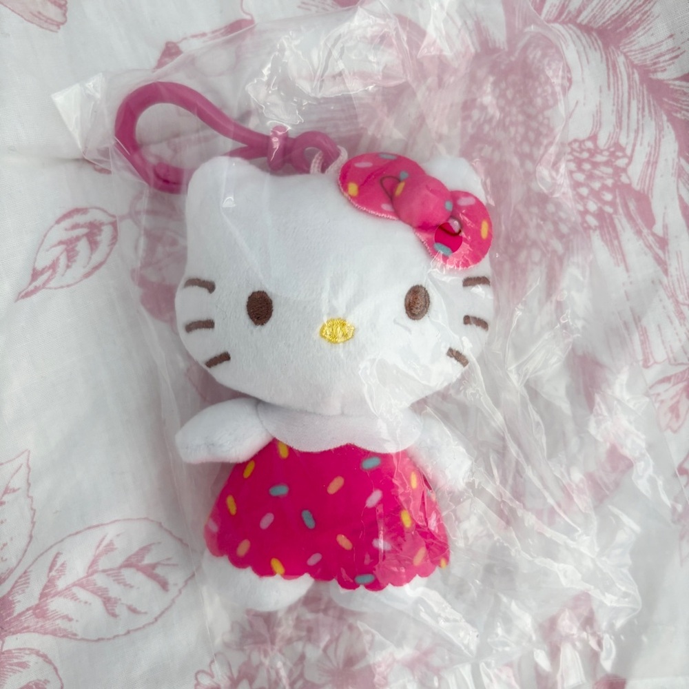 New Pink Sprinkles Hello Kitty Plush Dangler Keychain